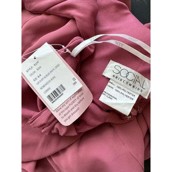 New ~ SOCIAL BRIDESMAIDS ~ Sleeveless Tie Back Chiffon Trumpet Gown Size 8 - Picture 7 of 9